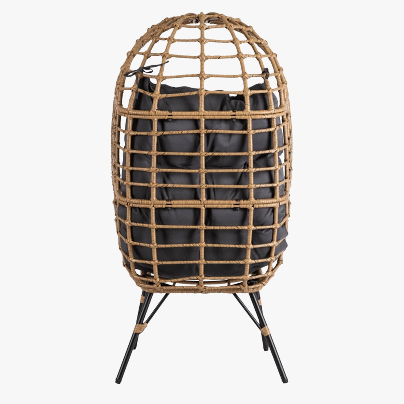 MADISON Fauteuil de jardin couleur bois et gris foncé pieds en métal noir - Mobilier de jardin - Mobilier Deco