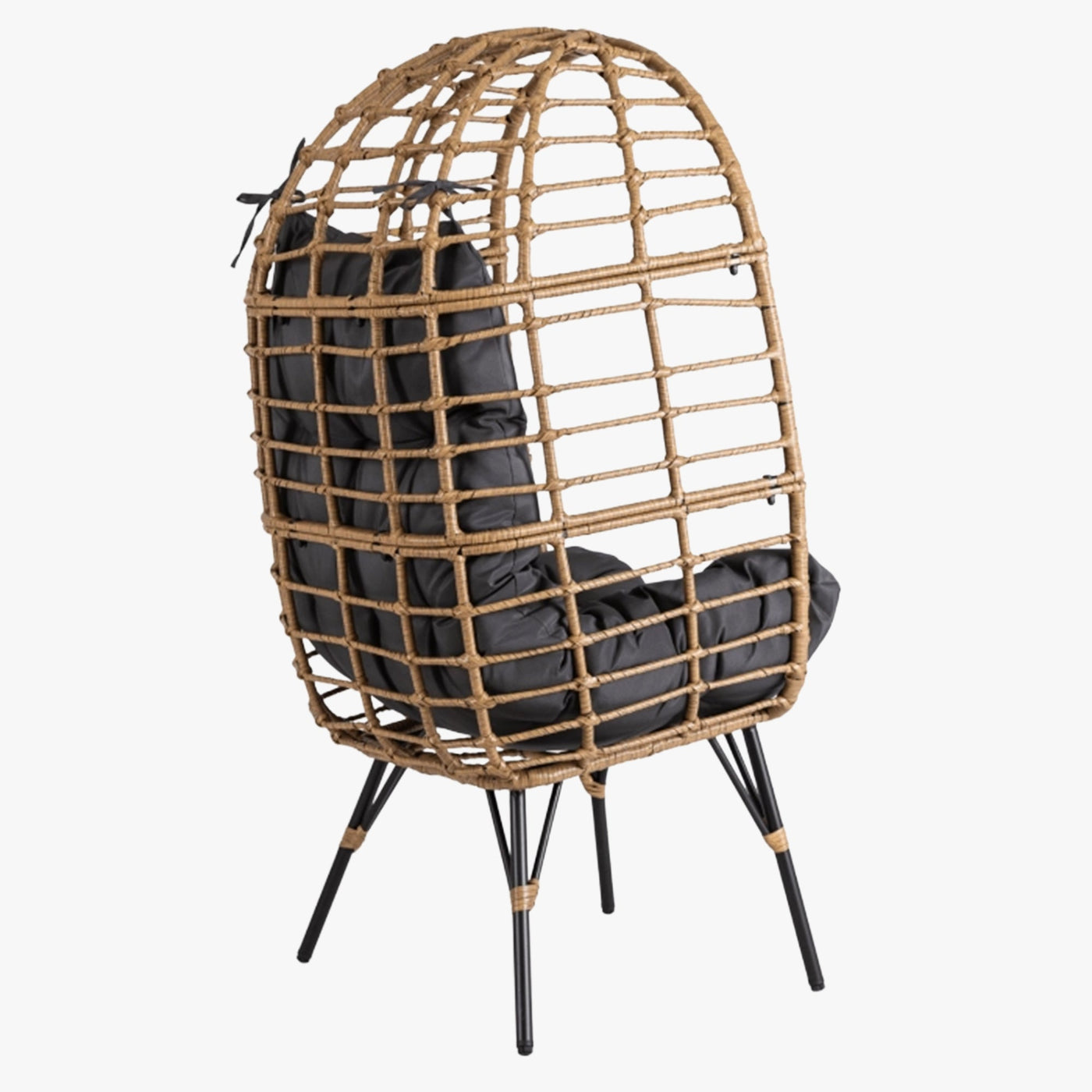 MADISON Fauteuil de jardin couleur bois et gris foncé pieds en métal noir - Mobilier de jardin - Mobilier Deco