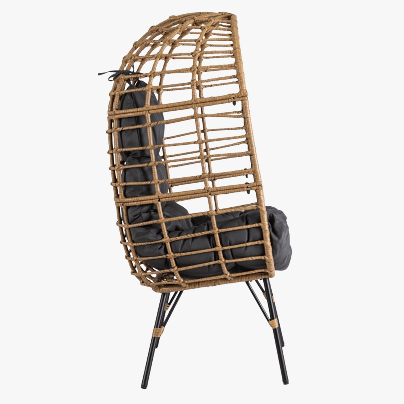MADISON Fauteuil de jardin couleur bois et gris foncé pieds en métal noir - Mobilier de jardin - Mobilier Deco