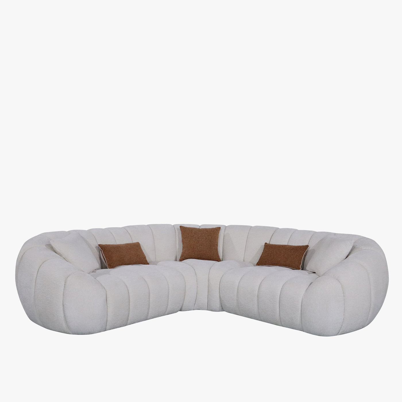 MADY Canapé d'angle réversible en tissu blanc écru - Canapés d'angle - Mobilier Deco