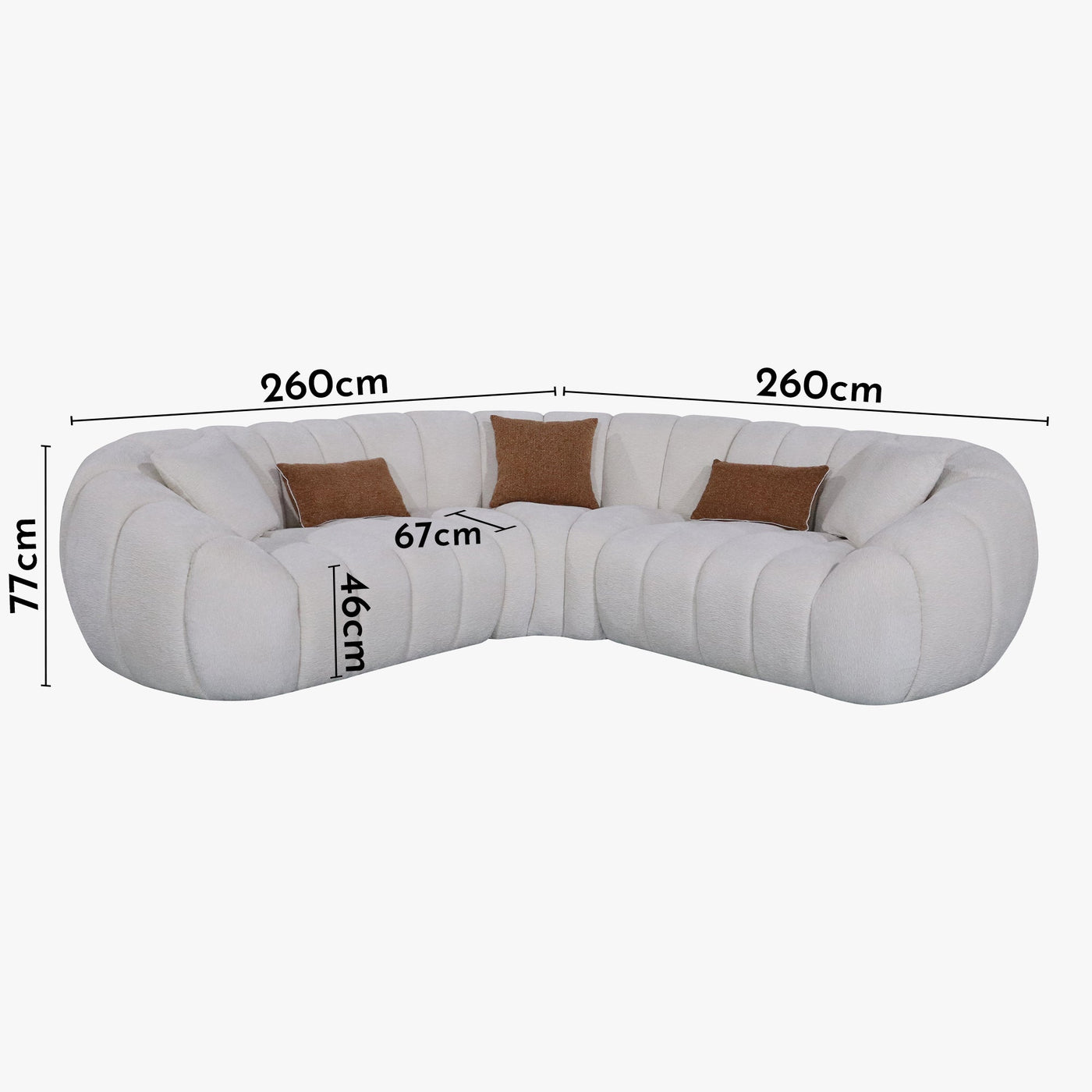 MADY Canapé d'angle réversible en tissu blanc écru - Canapés d'angle - Mobilier Deco