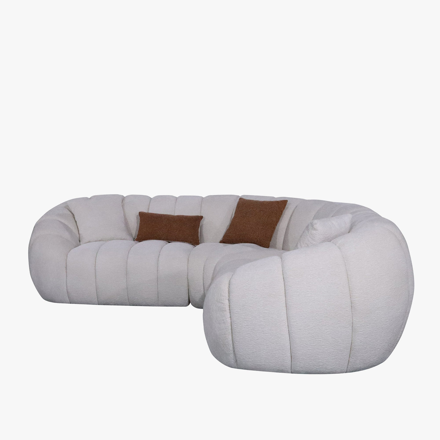 MADY Canapé d'angle réversible en tissu blanc écru - Canapés d'angle - Mobilier Deco