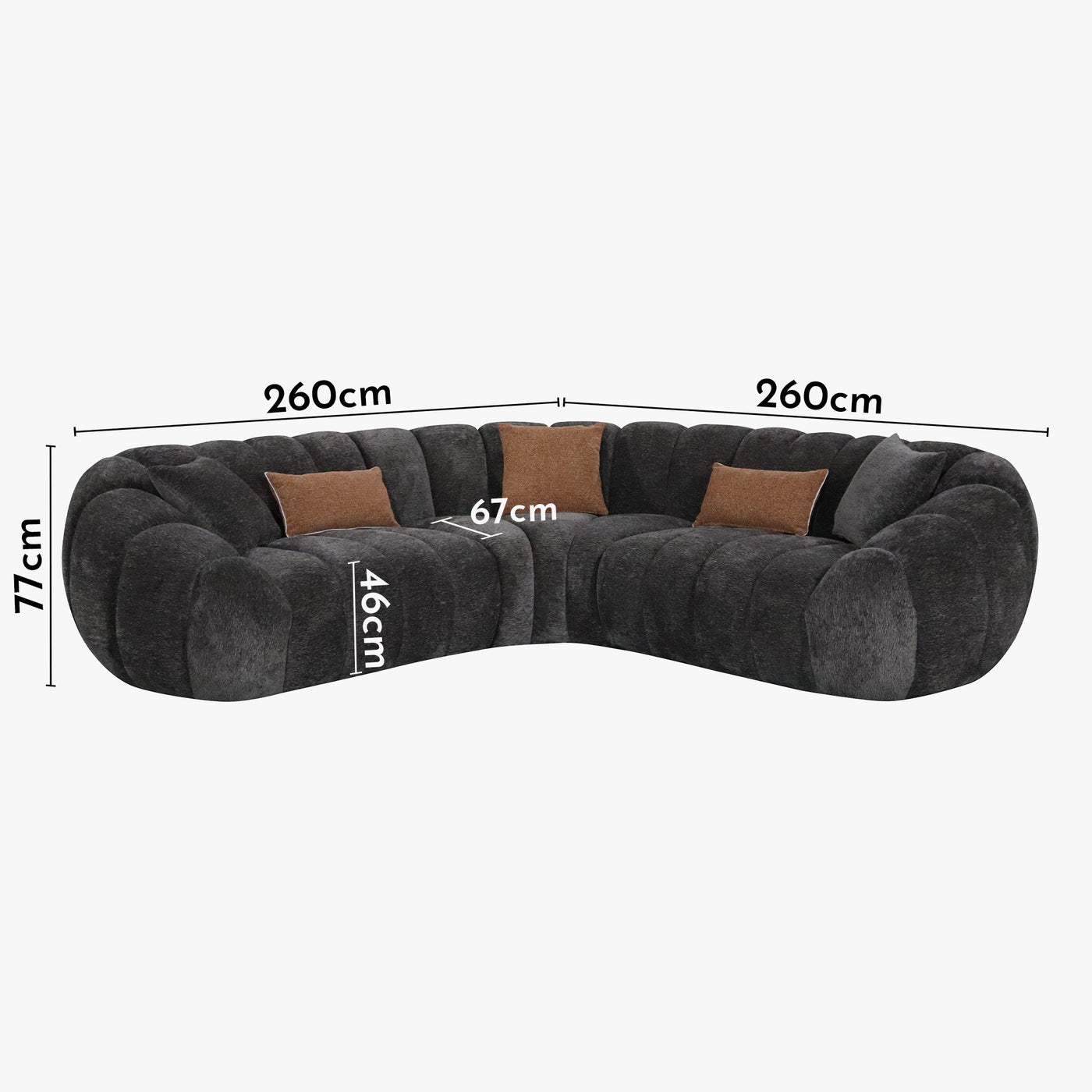 MADY Canapé d'angle réversible en tissu gris anthracite - Canapés d'angle - Mobilier Deco