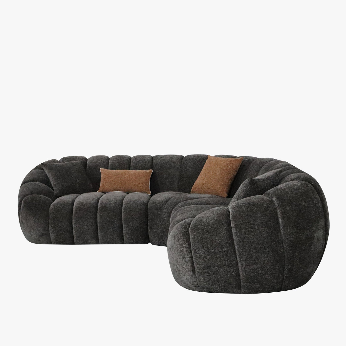 MADY Canapé d'angle réversible en tissu gris anthracite - Canapés d'angle - Mobilier Deco