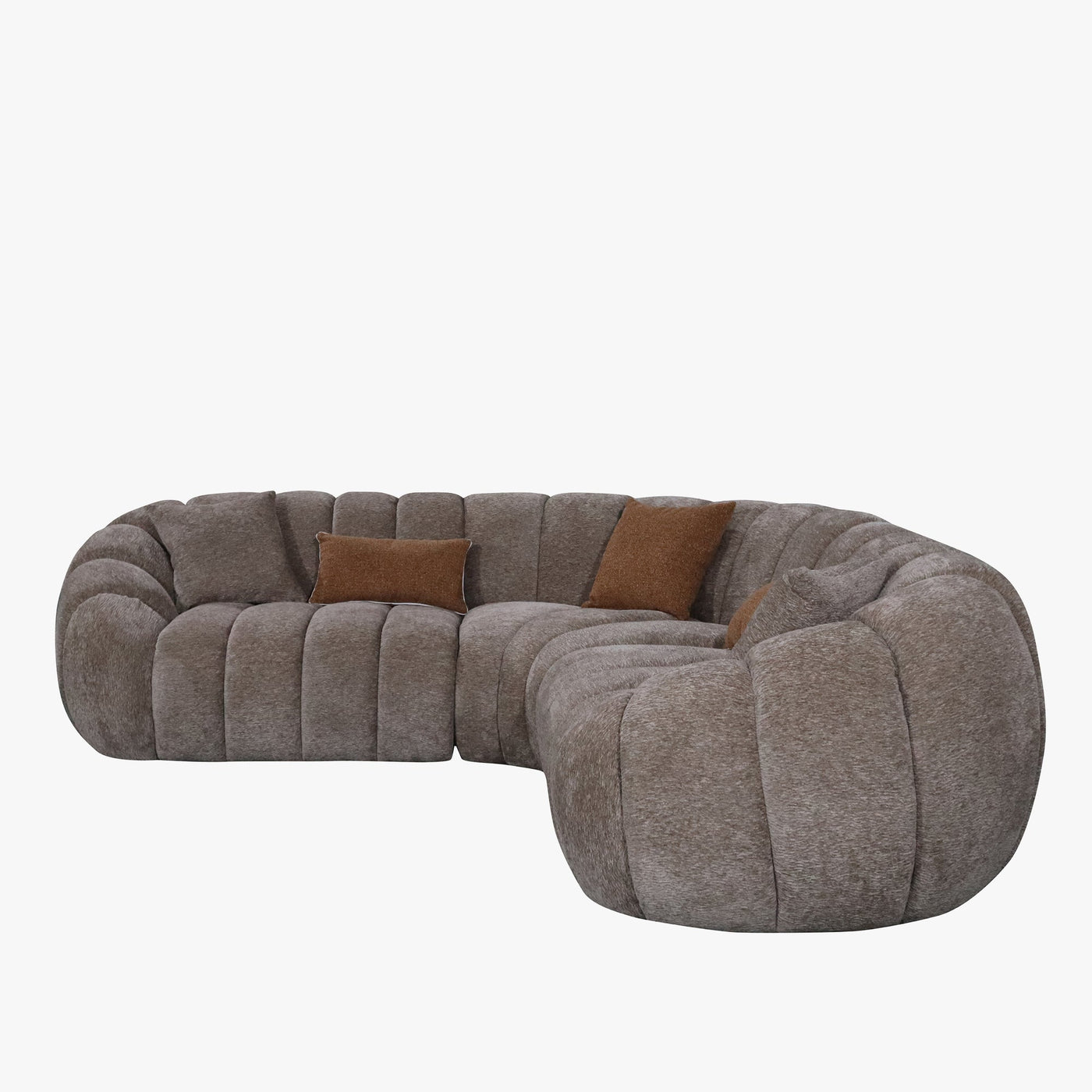 MADY Canapé d'angle réversible en tissu taupe - Canapés d'angle - Mobilier Deco