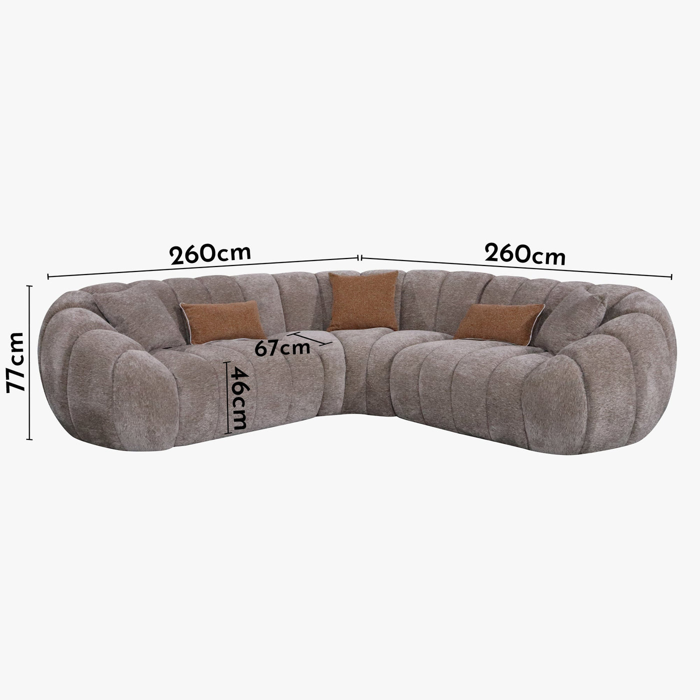 MADY Canapé d'angle réversible en tissu taupe - Canapés d'angle - Mobilier Deco
