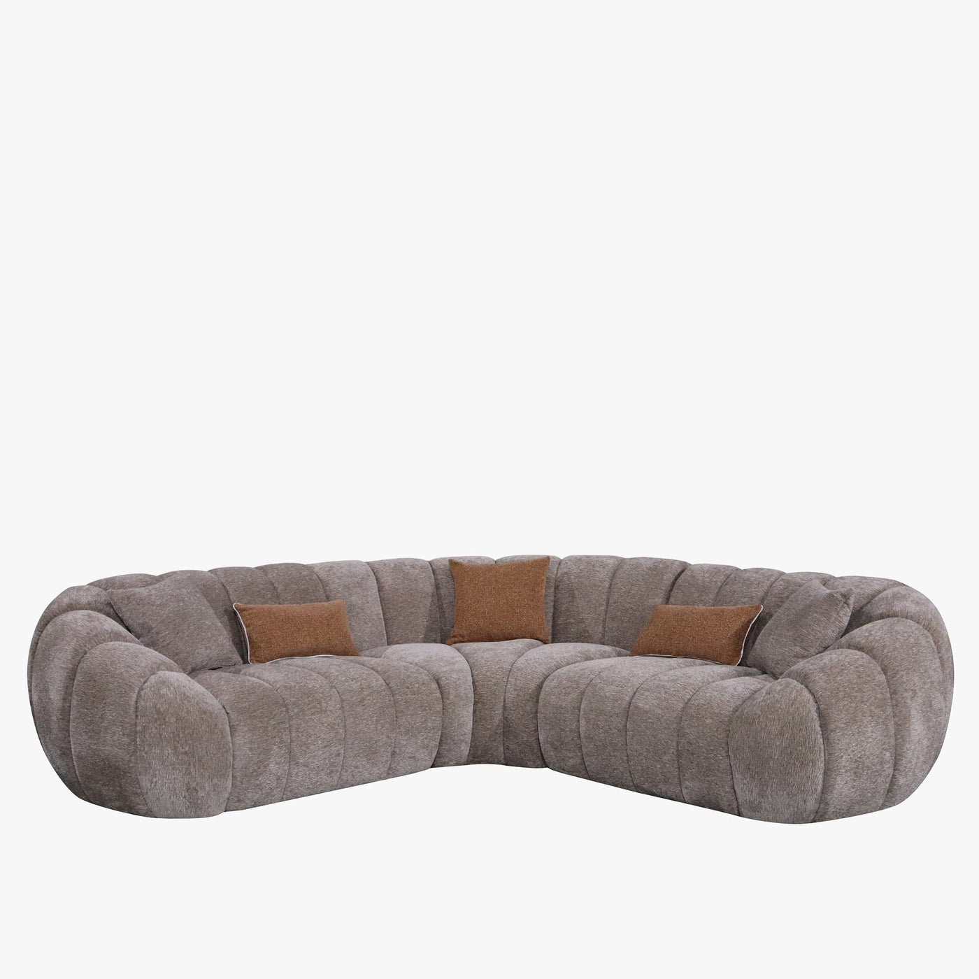 MADY Canapé d'angle réversible en tissu taupe - Canapés d'angle - Mobilier Deco