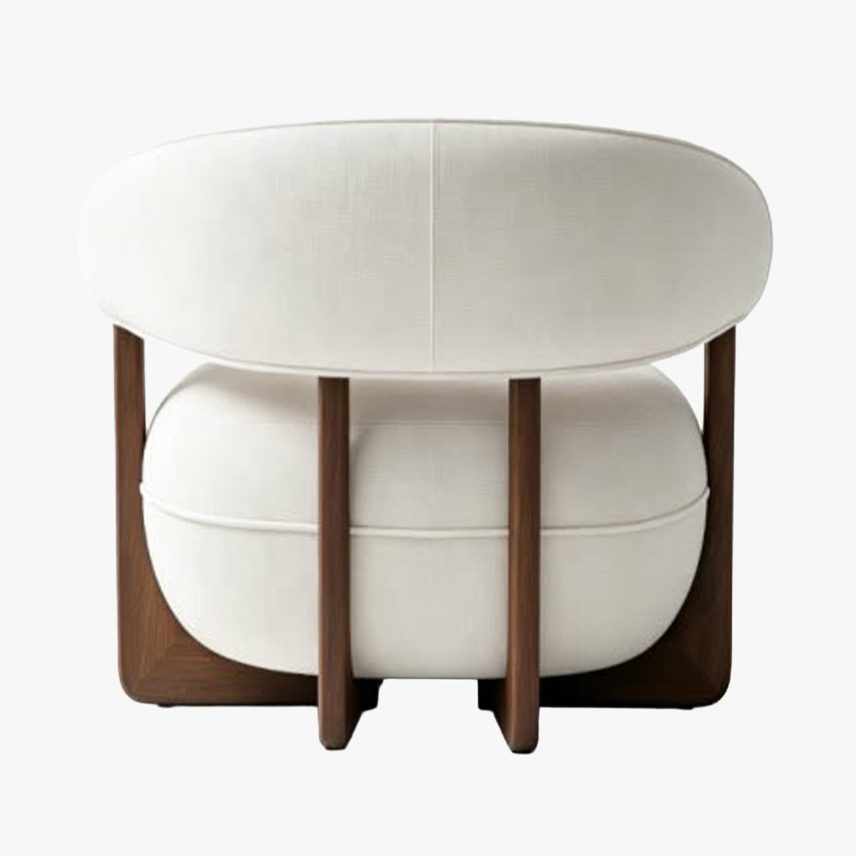 MAEL Fauteuil en tissu texturé blanc écru pieds en bois foncé - Fauteuils - Mobilier Deco