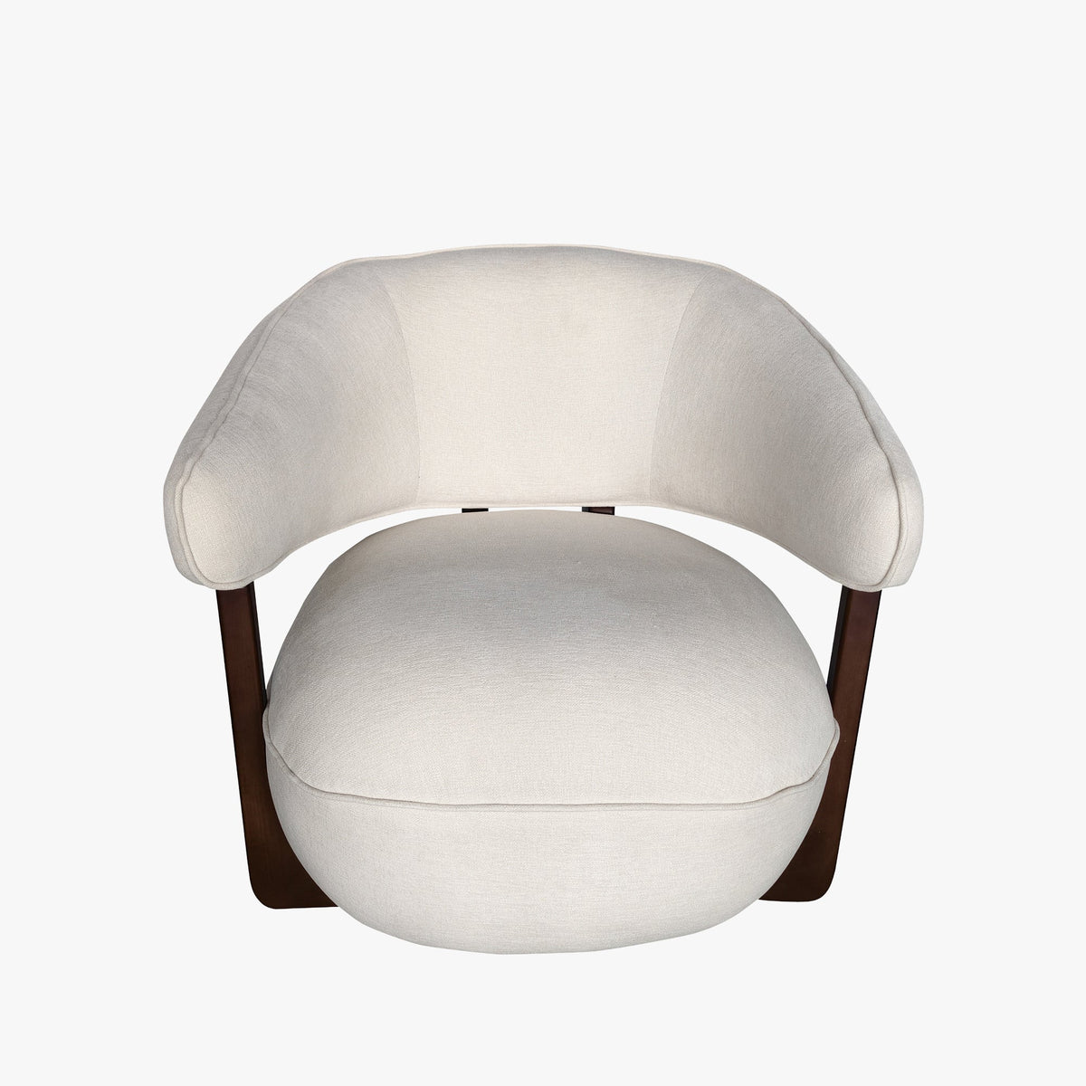 MAEL Fauteuil en tissu texturé blanc écru pieds en bois foncé - Fauteuils - Mobilier Deco