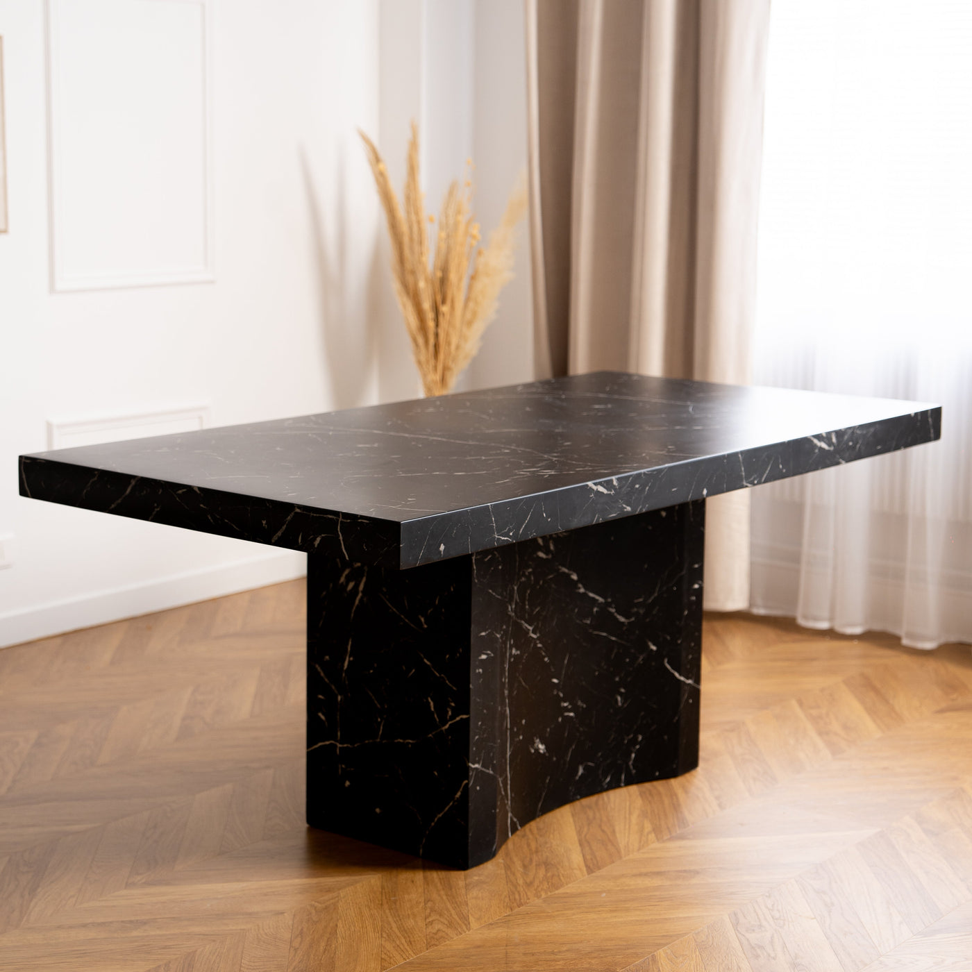 MALYA Table à manger marbre d'ingénierie noir - Table à manger - Mobilier Deco