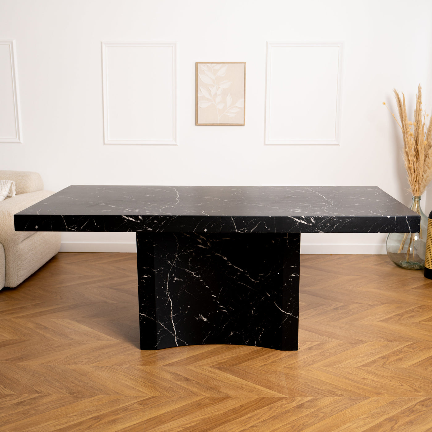MALYA Table à manger marbre d'ingénierie noir - Table à manger - Mobilier Deco