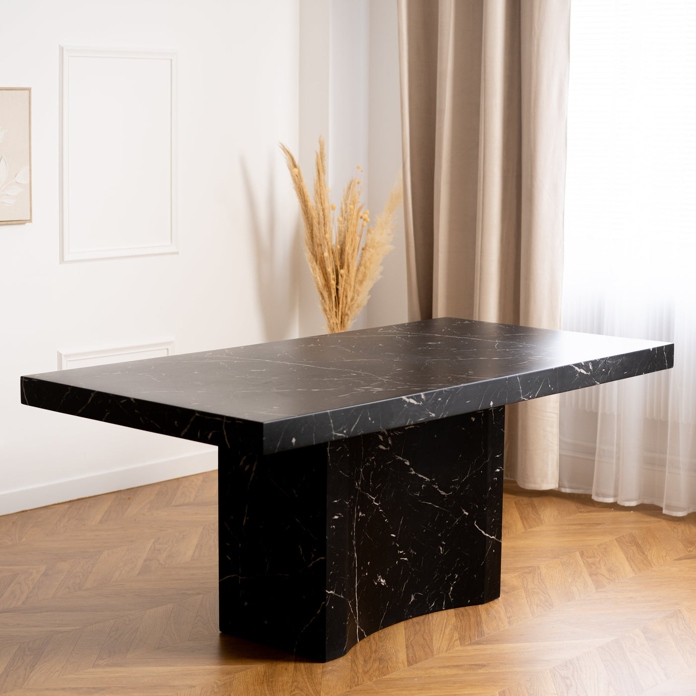MALYA Table à manger marbre d'ingénierie noir - Table à manger - Mobilier Deco