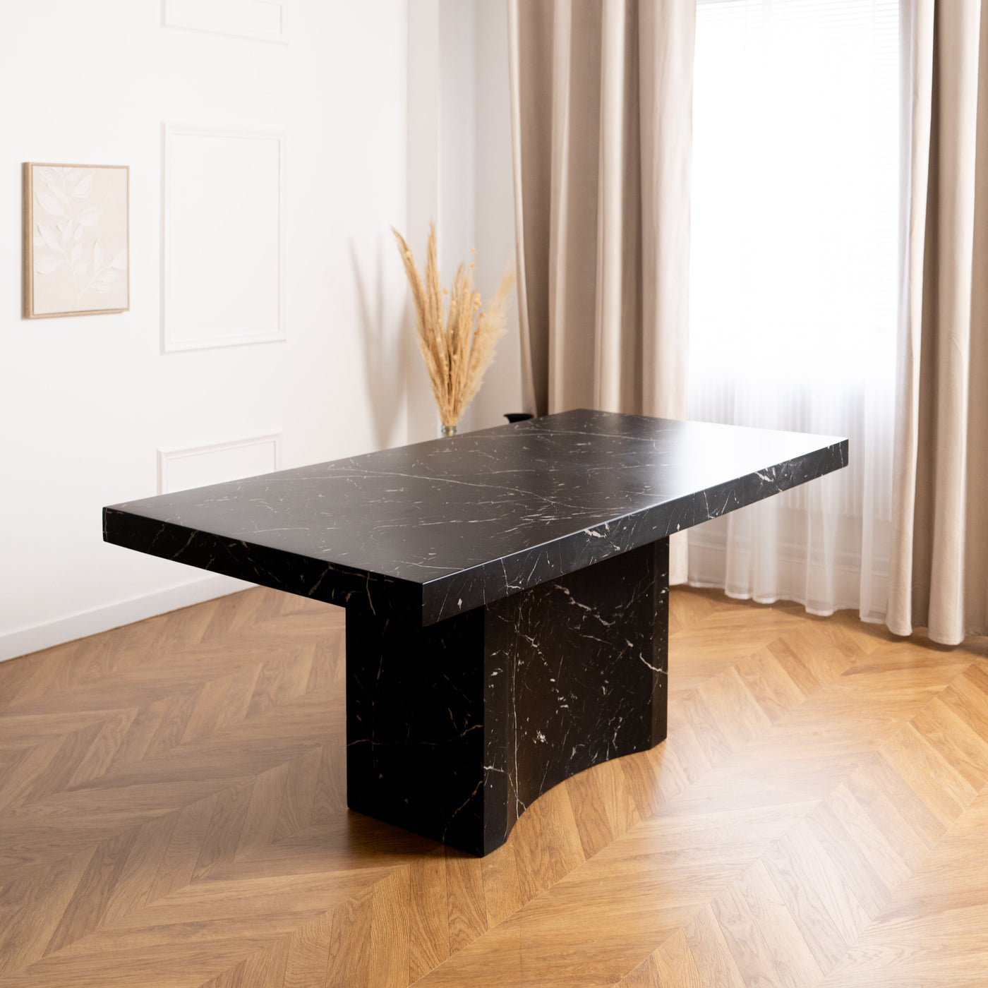 MALYA Table à manger marbre d'ingénierie noir - Table à manger - Mobilier Deco
