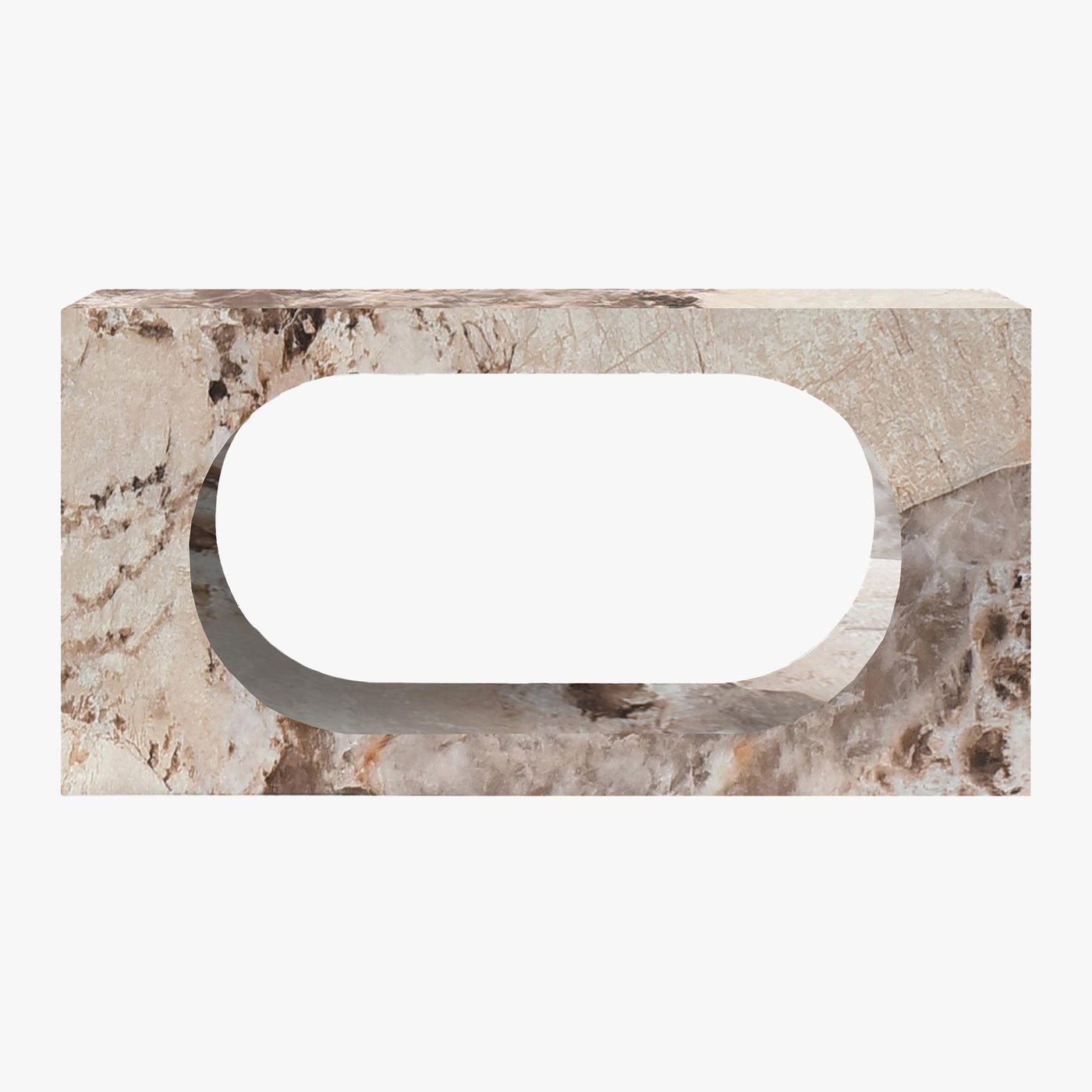 MANYA Console rectangulaire marbre d'ingénierie beige et marron - Consoles - Mobilier Deco