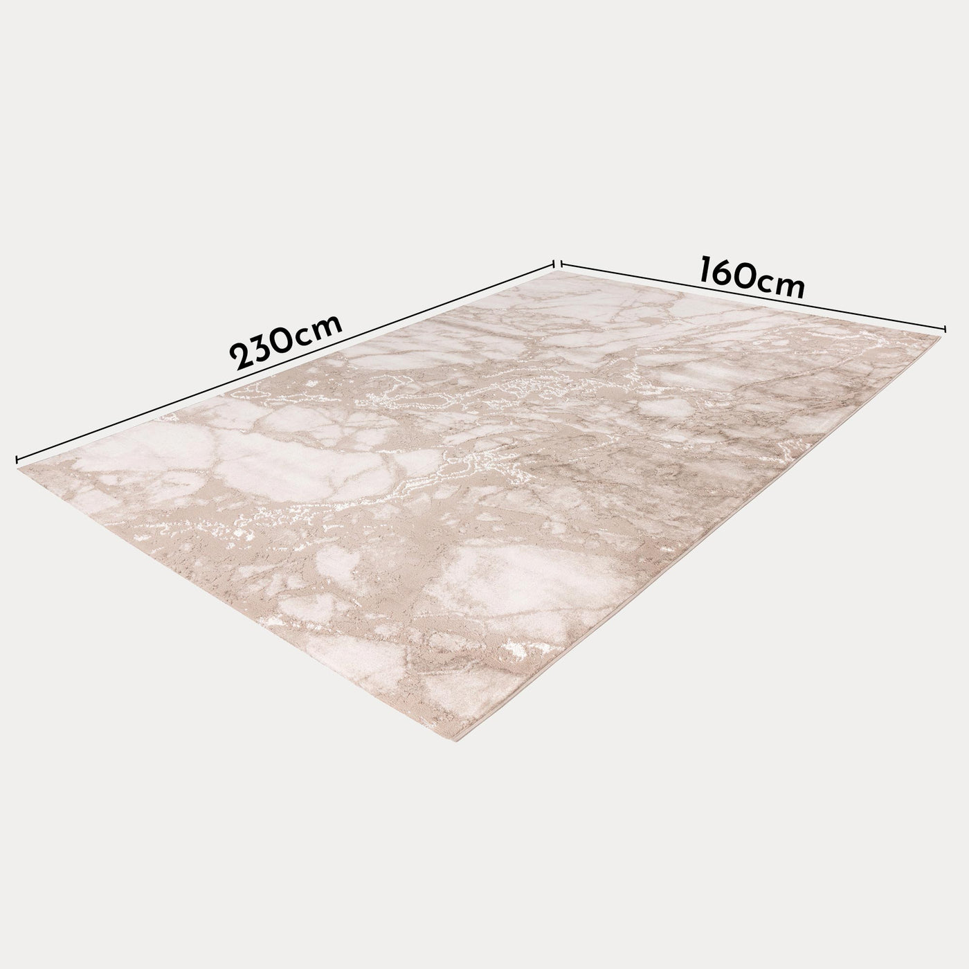 MARMARIS Tapis en tissu à veinure marbré beige -160x230 cm - Tapis - Mobilier Deco