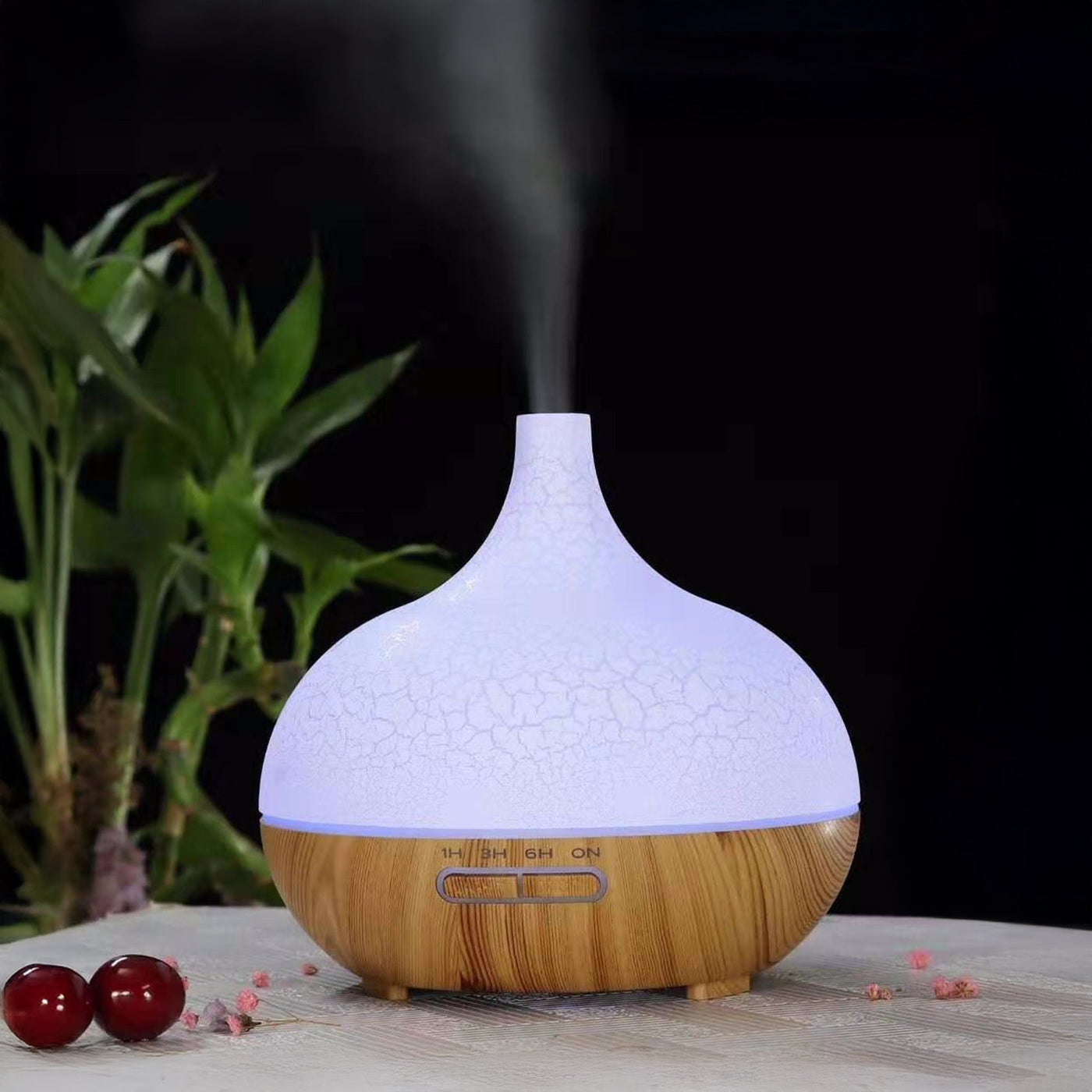 MAROS Diffuseur d'huiles essentielles à LED couleur bois et blanc - Diffuseurs - Mobilier Deco