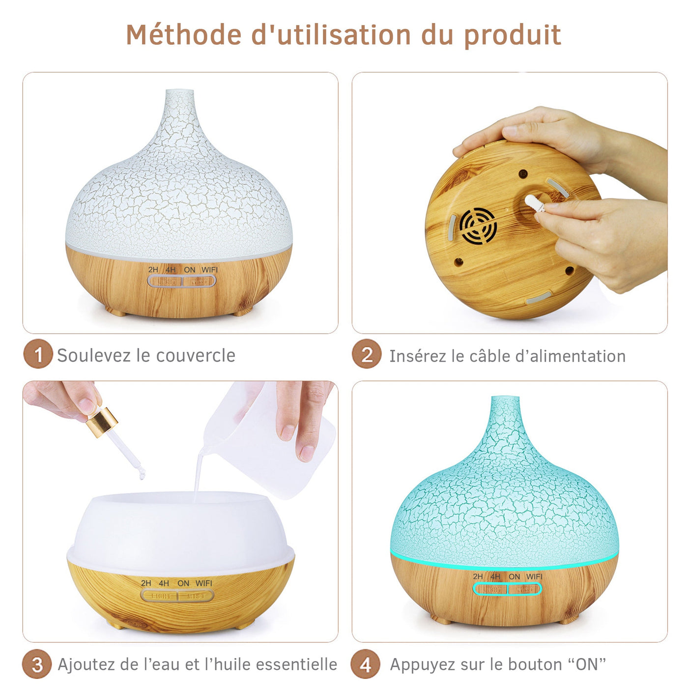 MAROS Diffuseur d'huiles essentielles à LED noir et blanc - Diffuseurs - Mobilier Deco