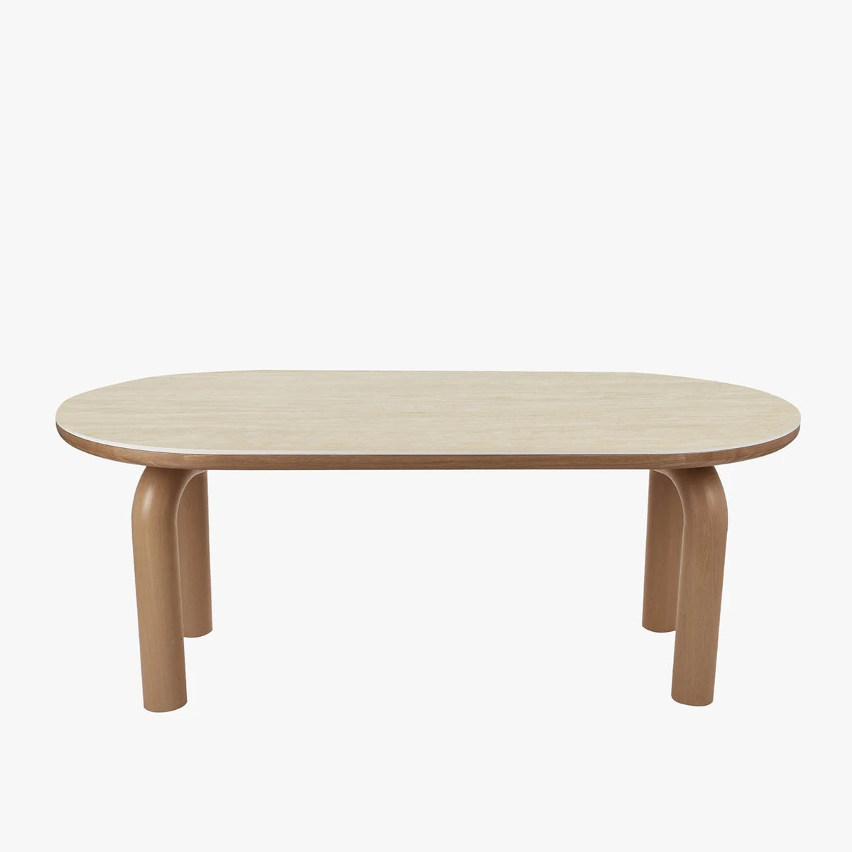 MARTINA Table à manger ovale en céramique pieds en métal couleur bois clair 180 cm - Table à manger - Mobilier Deco