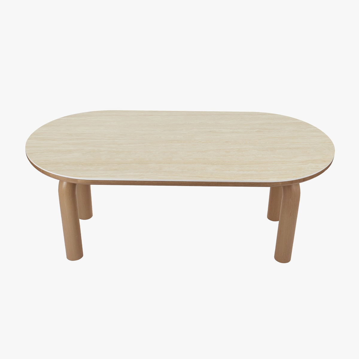 MARTINA Table à manger ovale en céramique pieds en métal couleur bois clair 180 cm - Table à manger - Mobilier Deco