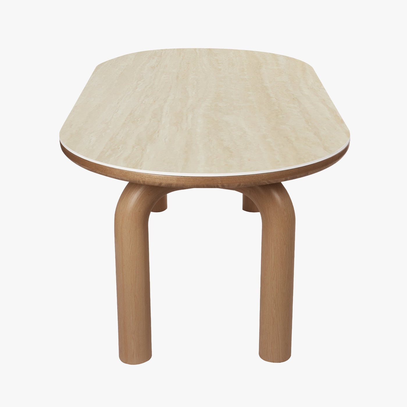 MARTINA Table à manger ovale en céramique pieds en métal couleur bois clair 180 cm - Table à manger - Mobilier Deco
