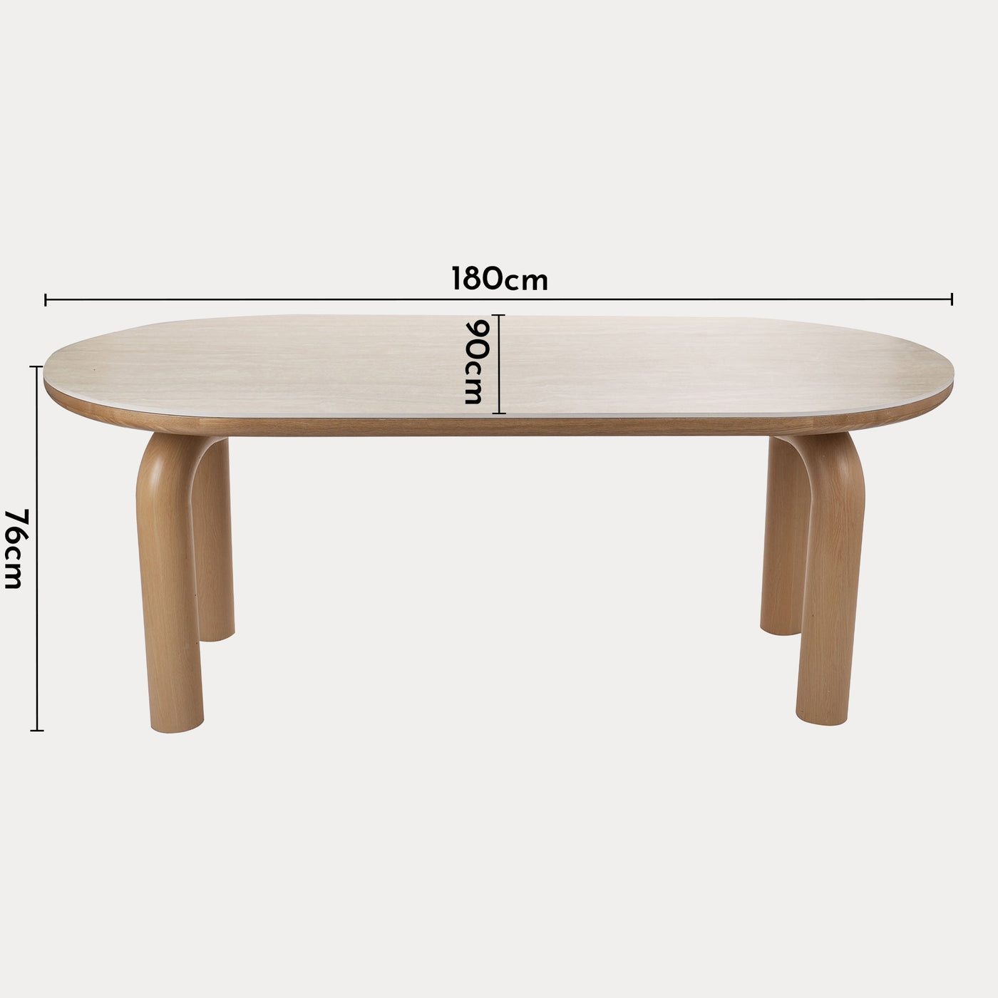 MARTINA Table à manger ovale en céramique pieds en métal couleur bois clair 180 cm - Table à manger - Mobilier Deco