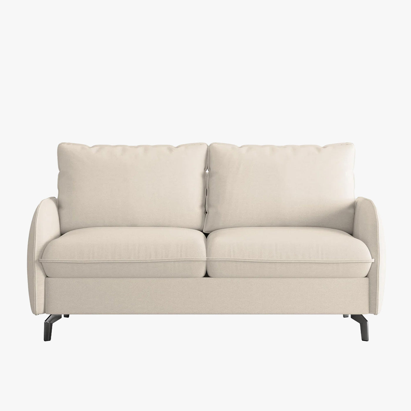 MARTINE Canapé 3 places convertible en tissu beige matelas 14 cm - Canapés convertibles - Mobilier Deco