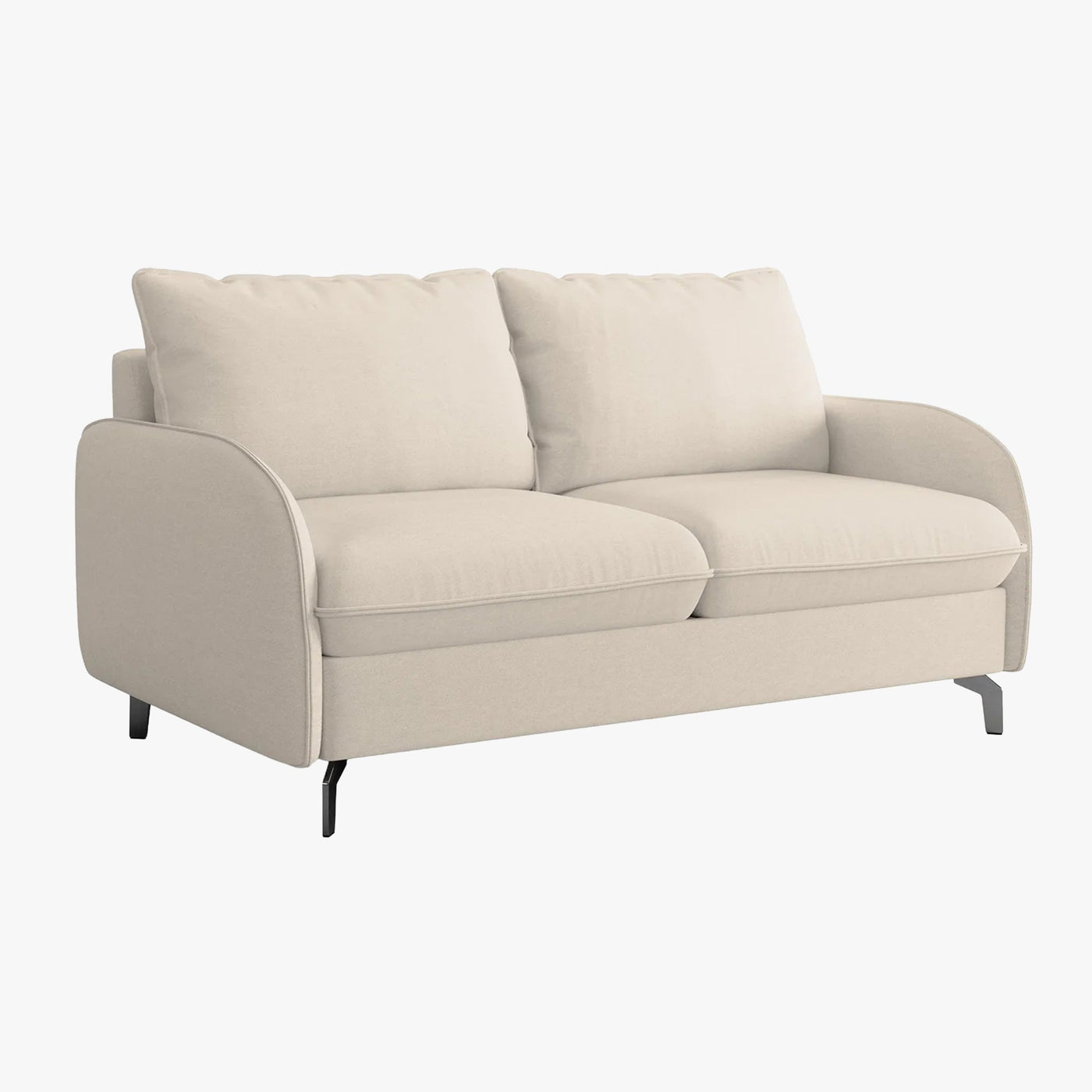 MARTINE Canapé 3 places convertible en tissu beige matelas 14 cm - Canapés convertibles - Mobilier Deco