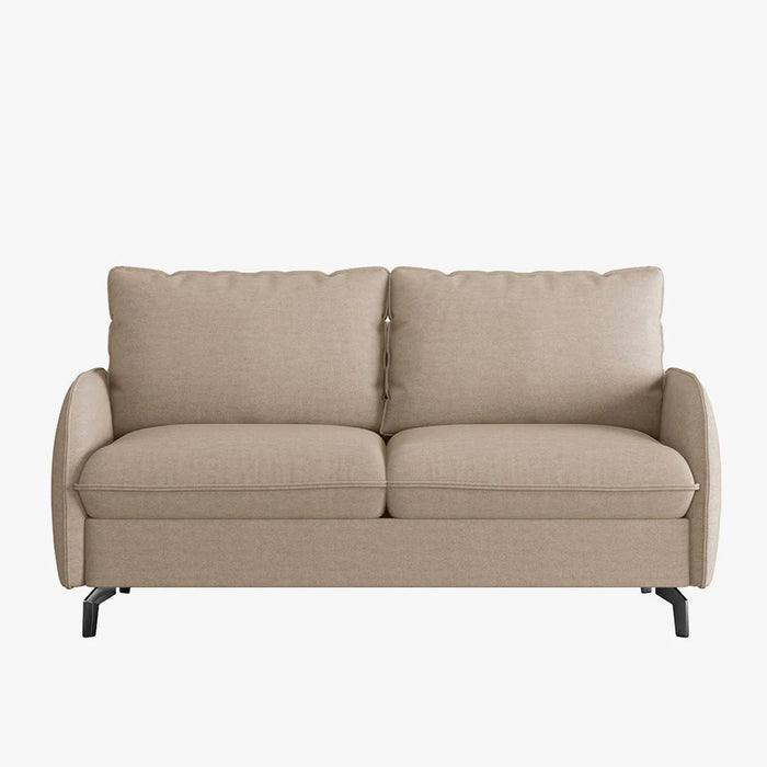 MARTINE Canapé 3 places convertible en tissu taupe matelas 14 cm