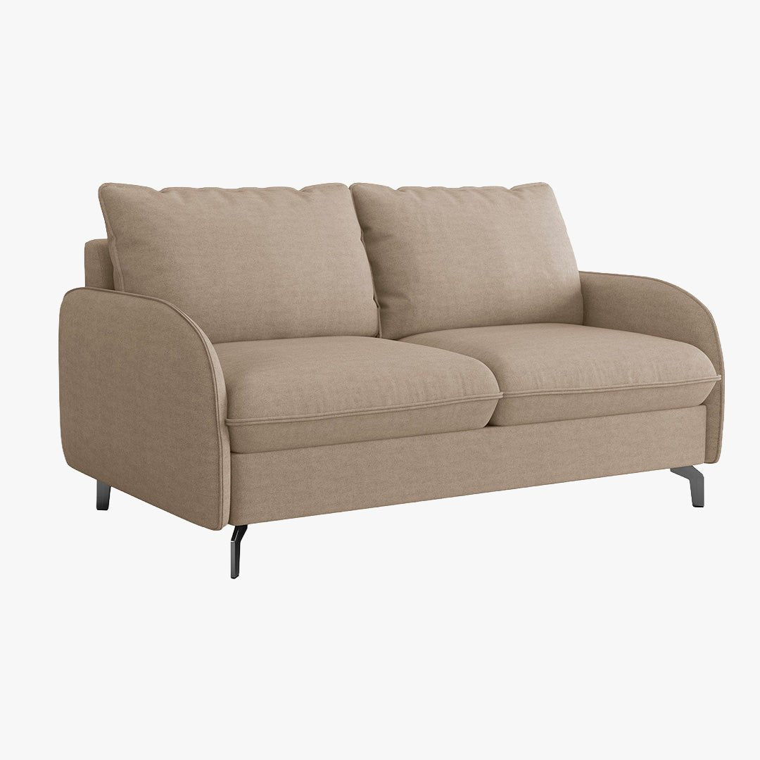 MARTINE Canapé 3 places convertible en tissu taupe matelas 14 cm - Canapés convertibles - Mobilier Deco