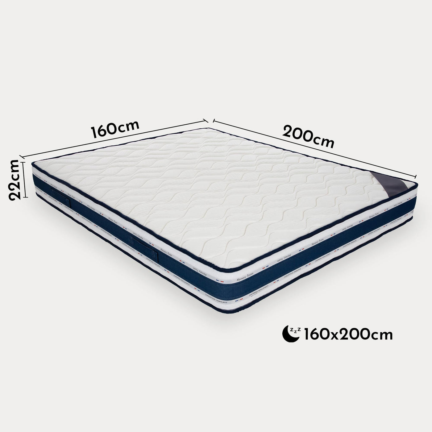 MATIAS Matelas mémoire de forme 160x200 cm épaisseur 22 cm - Matelas - Mobilier Deco