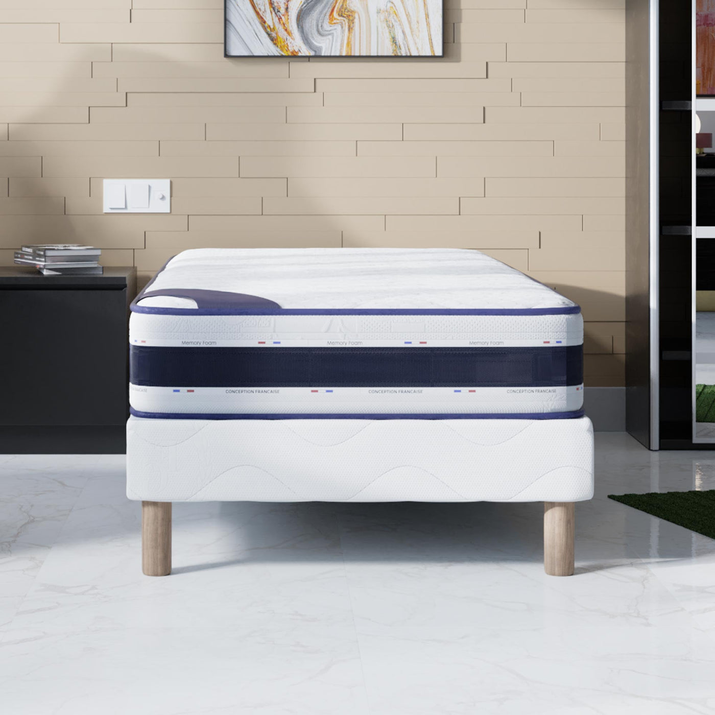MATIAS Matelas mémoire de forme épaisseur 22 cm - 90x190 cm - Matelas - Mobilier Deco
