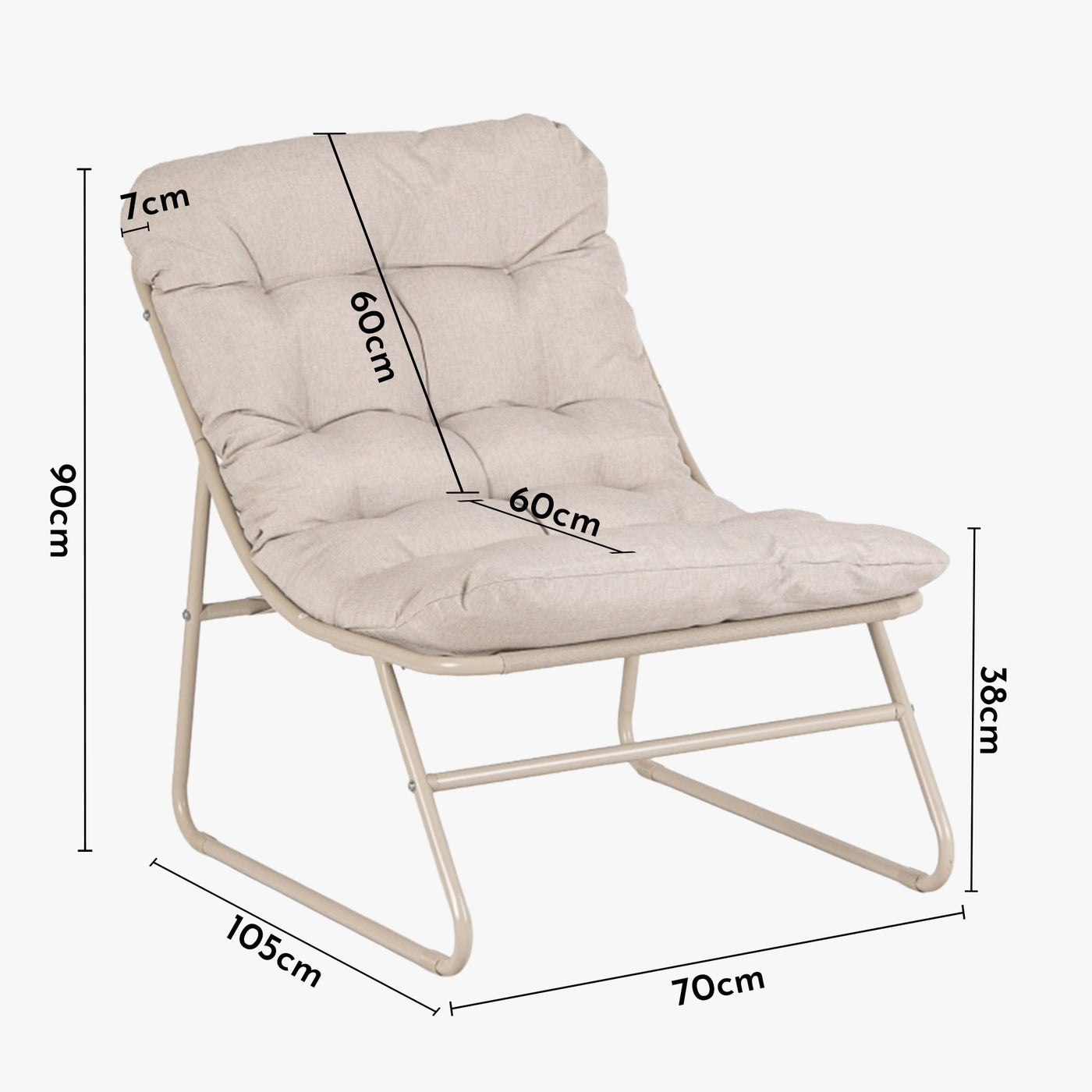 MEGARA Ensemble de mobilier de jardin 4 places avec table en métal beige - Mobilier de jardin - Mobilier Deco