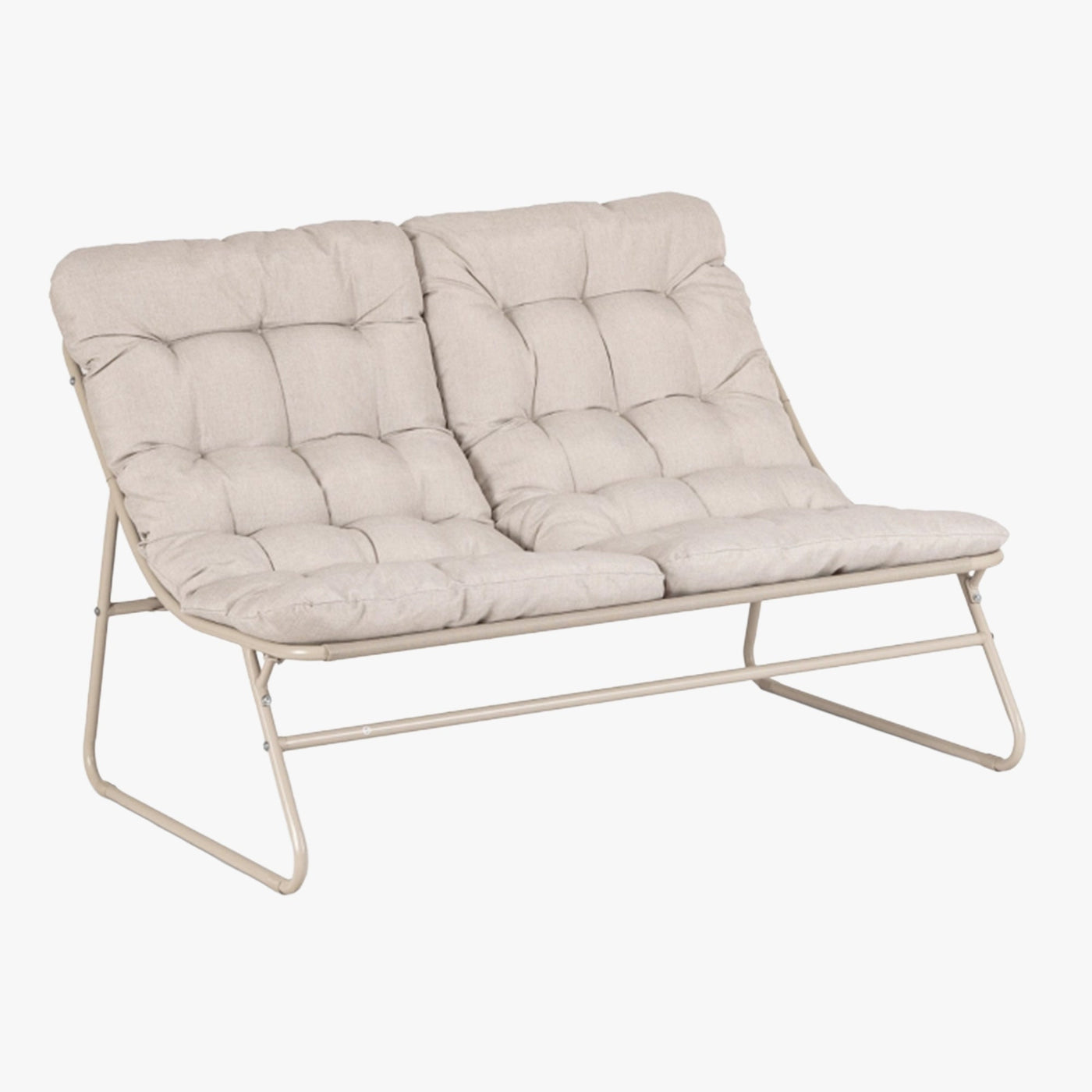 MEGARA Ensemble de mobilier de jardin 4 places avec table en métal beige - Mobilier de jardin - Mobilier Deco