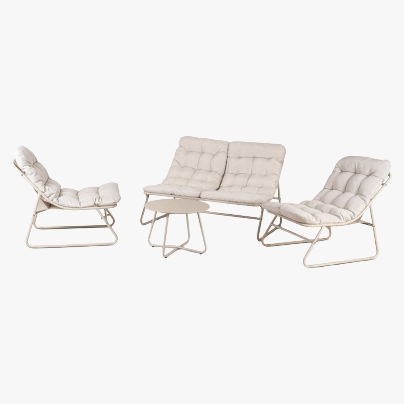 MEGARA Ensemble de mobilier de jardin 4 places avec table en métal beige - Mobilier de jardin - Mobilier Deco