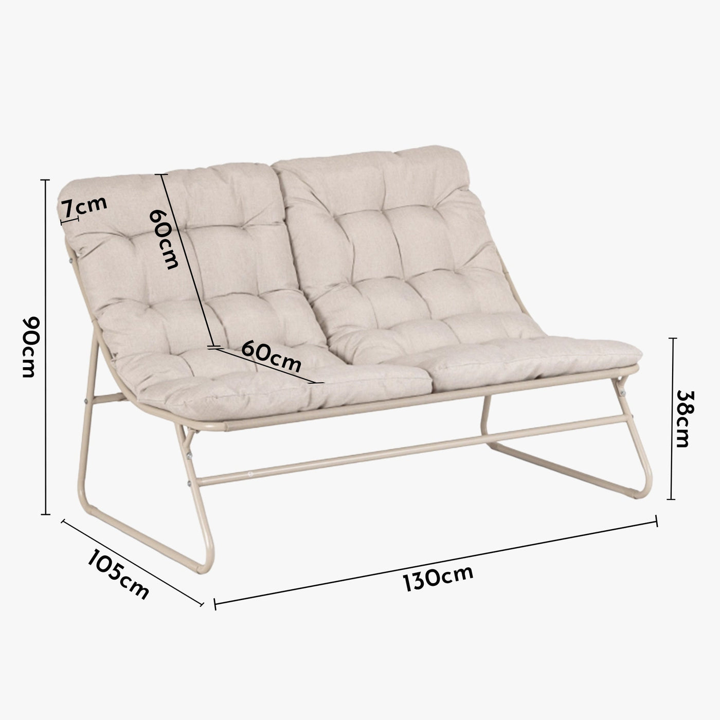 MEGARA Ensemble de mobilier de jardin 4 places avec table en métal beige - Mobilier de jardin - Mobilier Deco