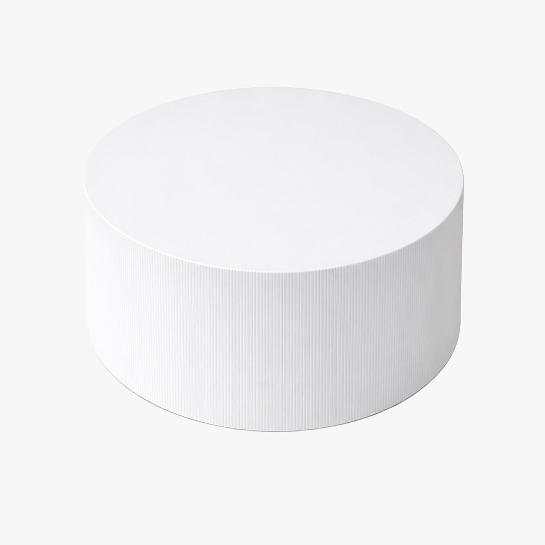 MELIA Table basse ronde en marbre d'ingénierie blanc D70 cm - Table basse - Mobilier Deco