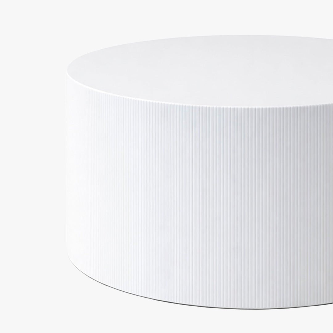 MELIA Table basse ronde en marbre d'ingénierie blanc D70 cm - Table basse - Mobilier Deco