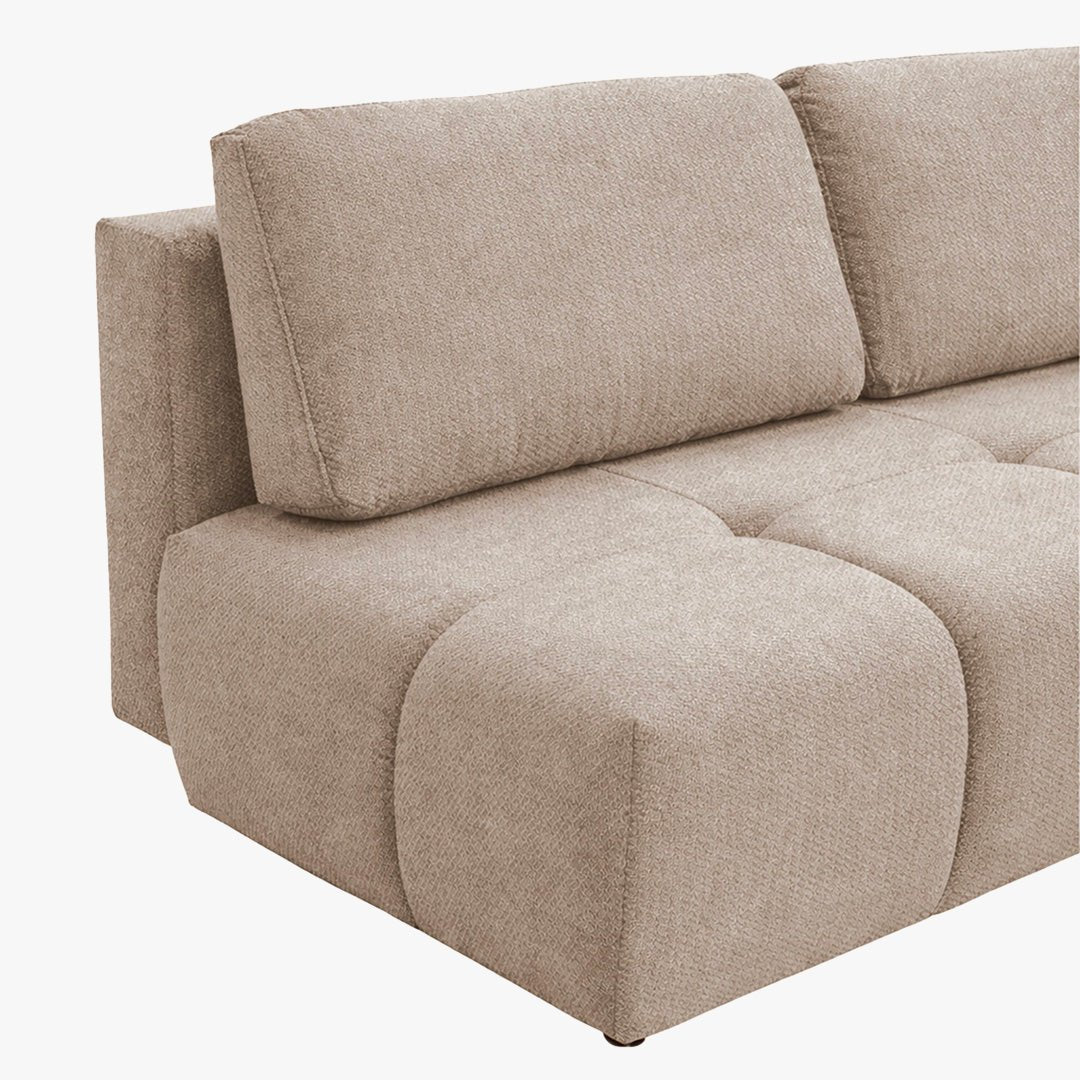 MELVA Canapé 3 places convertible avec coffre en tissu beige - Canapés convertibles - Mobilier Deco