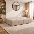 MELVA Canapé 3 places convertible avec coffre en tissu beige