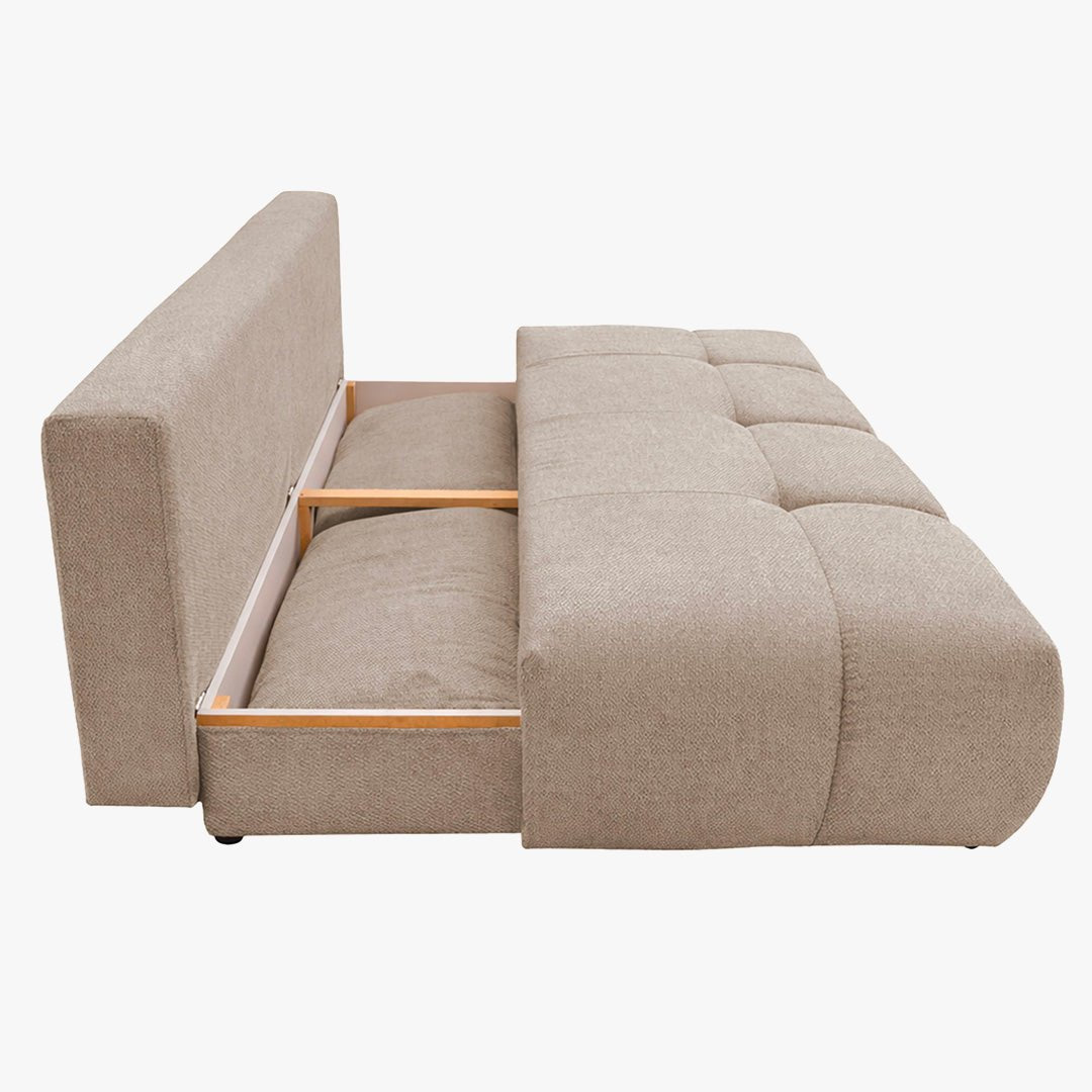 MELVA Canapé 3 places convertible avec coffre en tissu beige - Canapés convertibles - Mobilier Deco