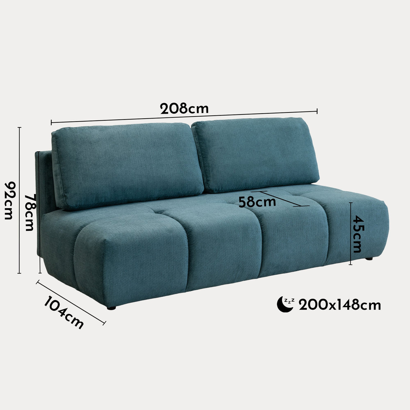 MELVA Canapé 3 places convertible avec coffre en tissu bleu - Canapés convertibles - Mobilier Deco