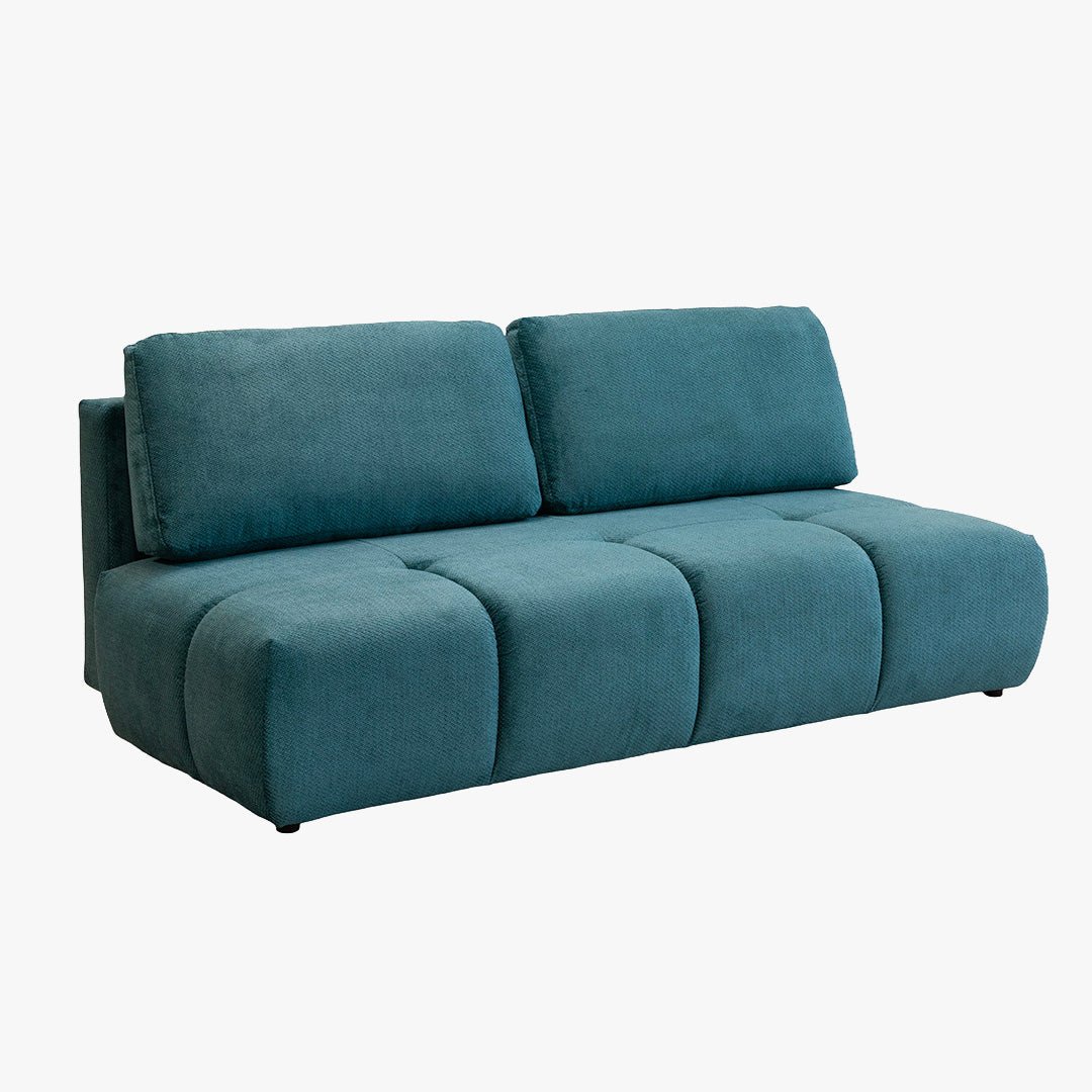 MELVA Canapé 3 places convertible avec coffre en tissu bleu - Canapés convertibles - Mobilier Deco