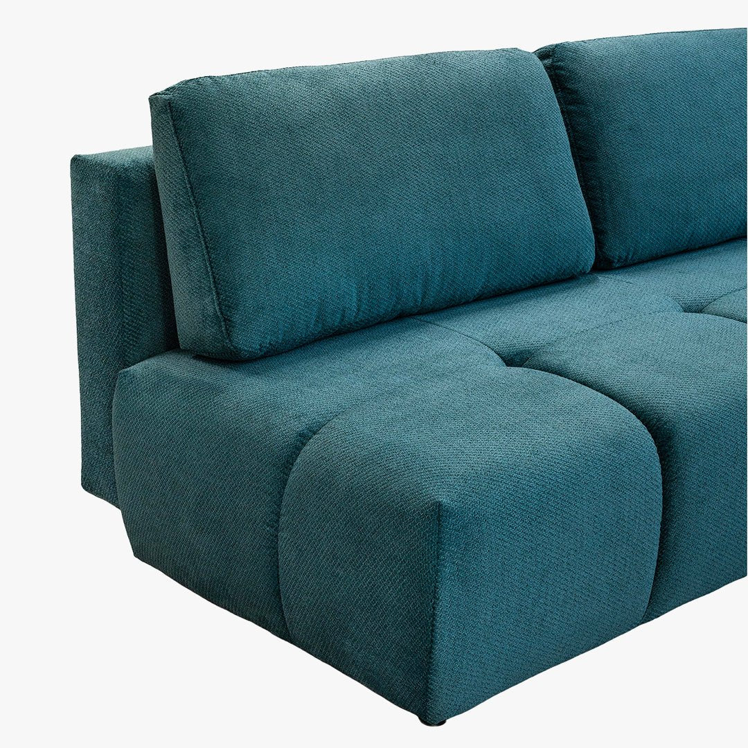 MELVA Canapé 3 places convertible avec coffre en tissu bleu - Canapés convertibles - Mobilier Deco