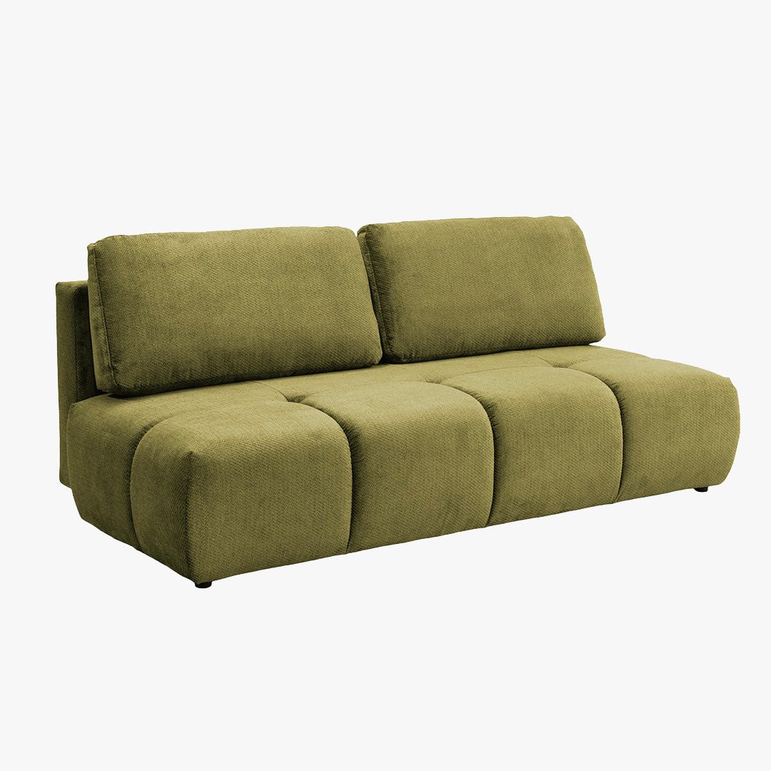 MELVA Canapé 3 places convertible avec coffre en tissu vert - Canapés convertibles - Mobilier Deco