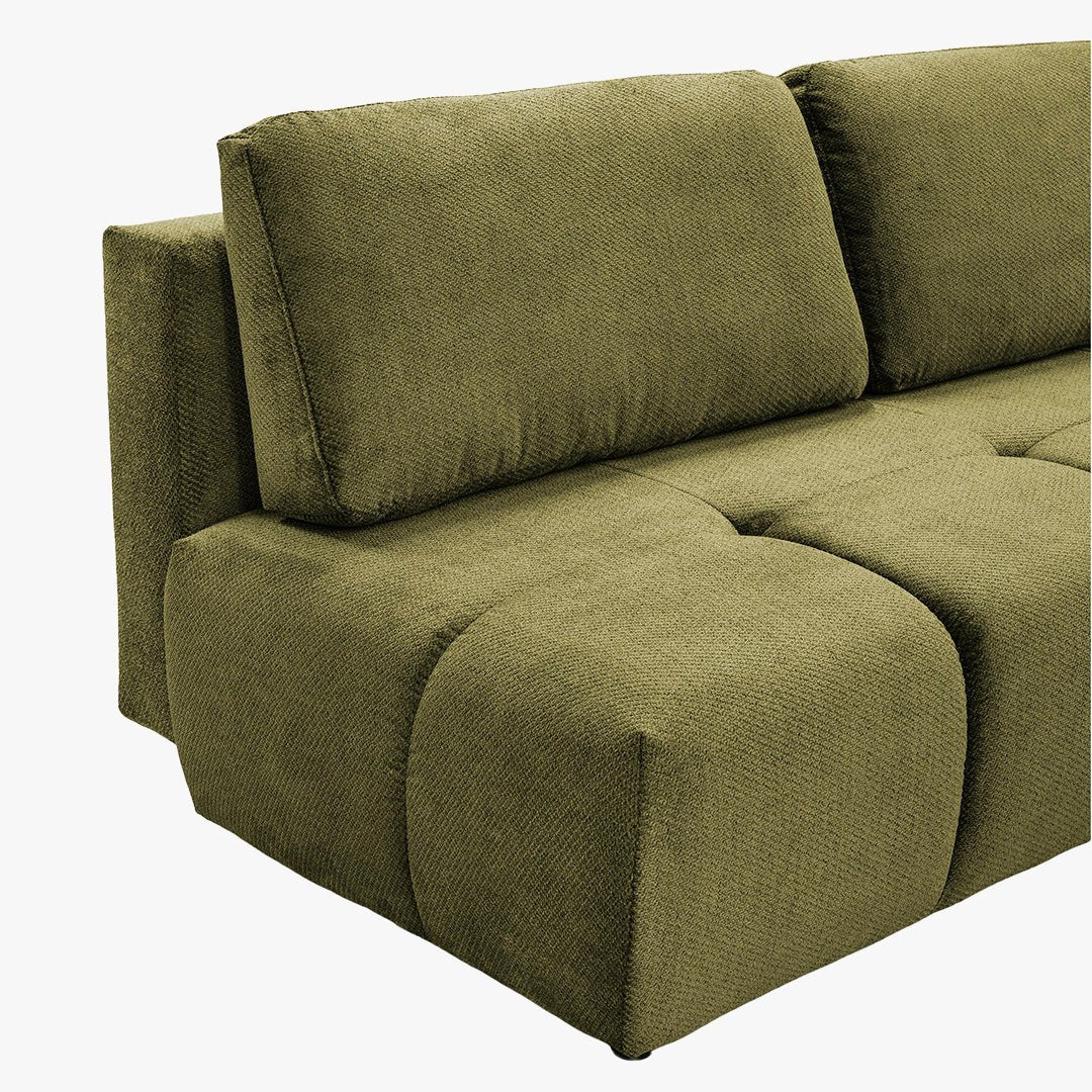 MELVA Canapé 3 places convertible avec coffre en tissu vert - Canapés convertibles - Mobilier Deco