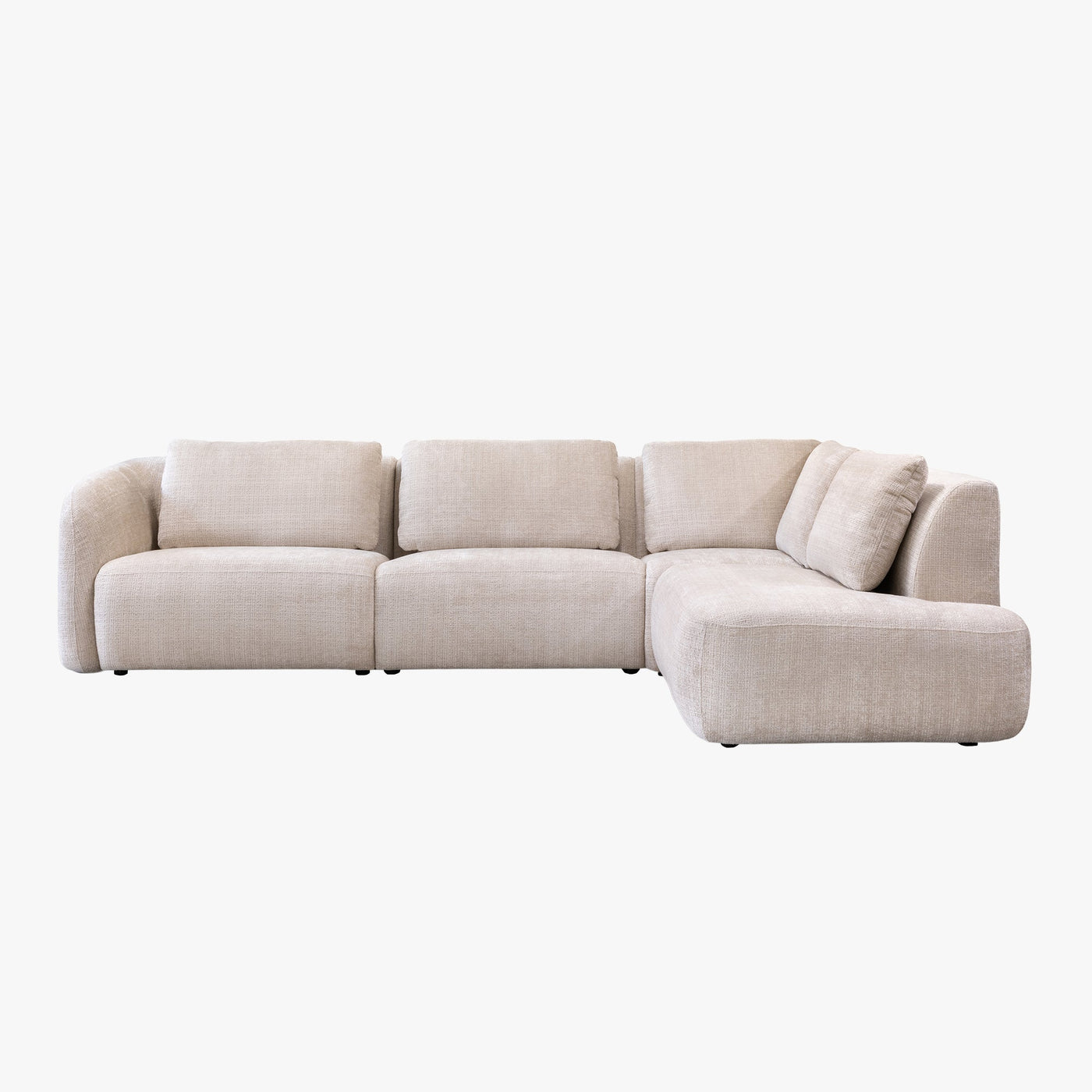 MERYA Canapé d'angle modulable en tissu beige - Angle droit - Canapés d'angle - Mobilier Deco