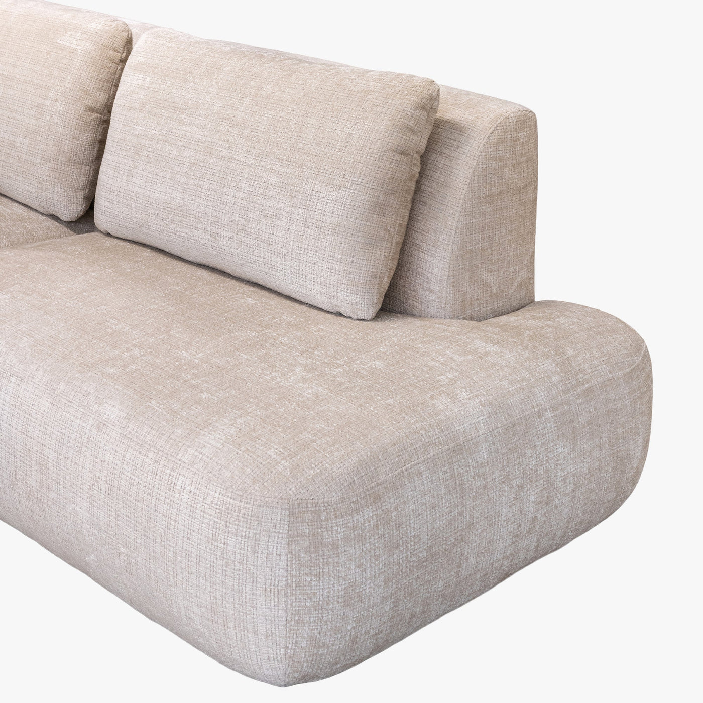 MERYA Canapé d'angle modulable en tissu beige - Angle droit - Canapés d'angle - Mobilier Deco