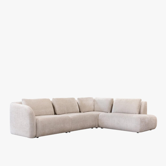MERYA Canapé d'angle modulable en tissu beige - Angle droit