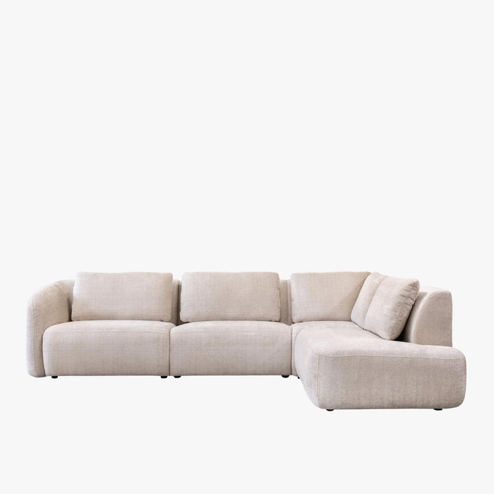 MERYA Canapé d'angle modulable en tissu beige - Angle droit