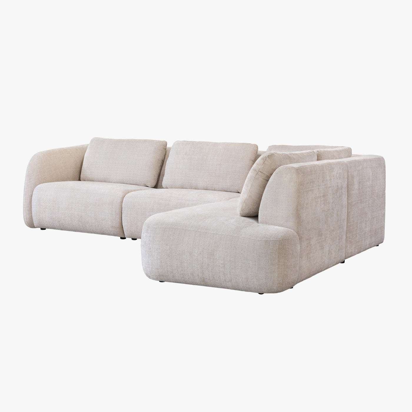 MERYA Canapé d'angle modulable en tissu beige - Angle droit - Canapés d'angle - Mobilier Deco